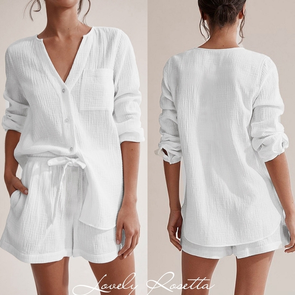 Versatile Notched Top and Shorts Set - Picture 4 of 8